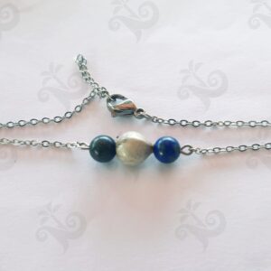 Bracelet acier chirurgical larme de job &  pierre lapis-lazuli