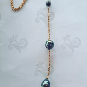 Collier avec deux perles de Tahiti plaqué or chic
