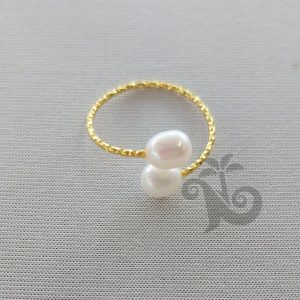 Bague réglable perle d'eau douce blanche